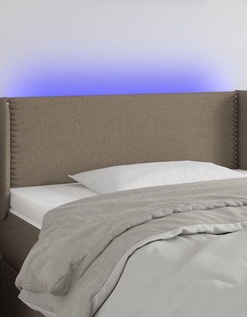 Загрузите изображение в средство просмотра галереи, Tăblie de pat cu LED, gri taupe, 93x16x78/88 cm, textil - Lando
