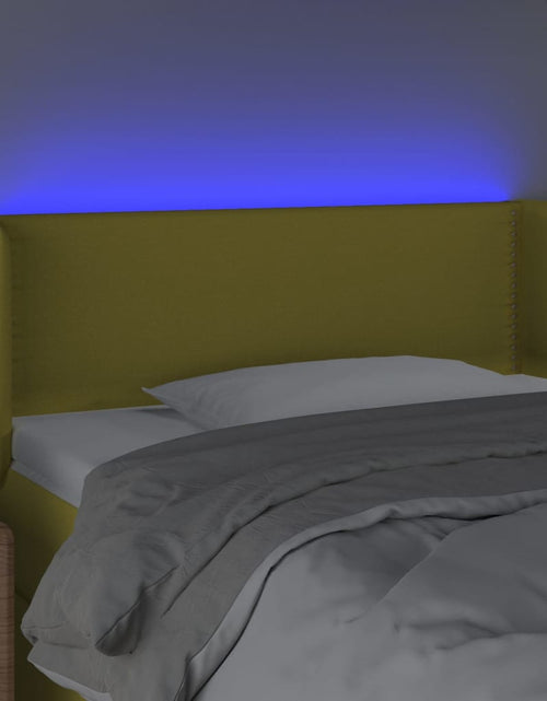 Загрузите изображение в средство просмотра галереи, Tăblie de pat cu LED, verde, 93x16x78/88 cm, textil - Lando
