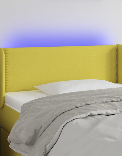 Загрузите изображение в средство просмотра галереи, Tăblie de pat cu LED, verde, 103x16x78/88 cm, textil - Lando
