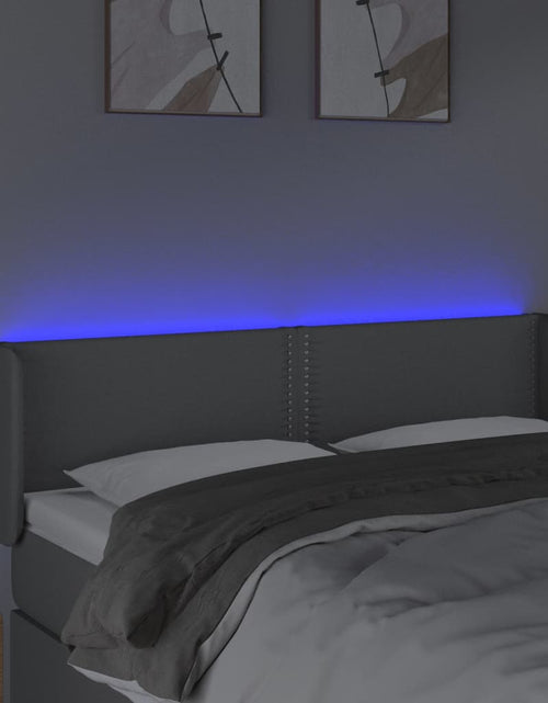 Încărcați imaginea în vizualizatorul Galerie, Tăblie de pat cu LED, gri deschis, 147x16x78/88 cm, textil - Lando
