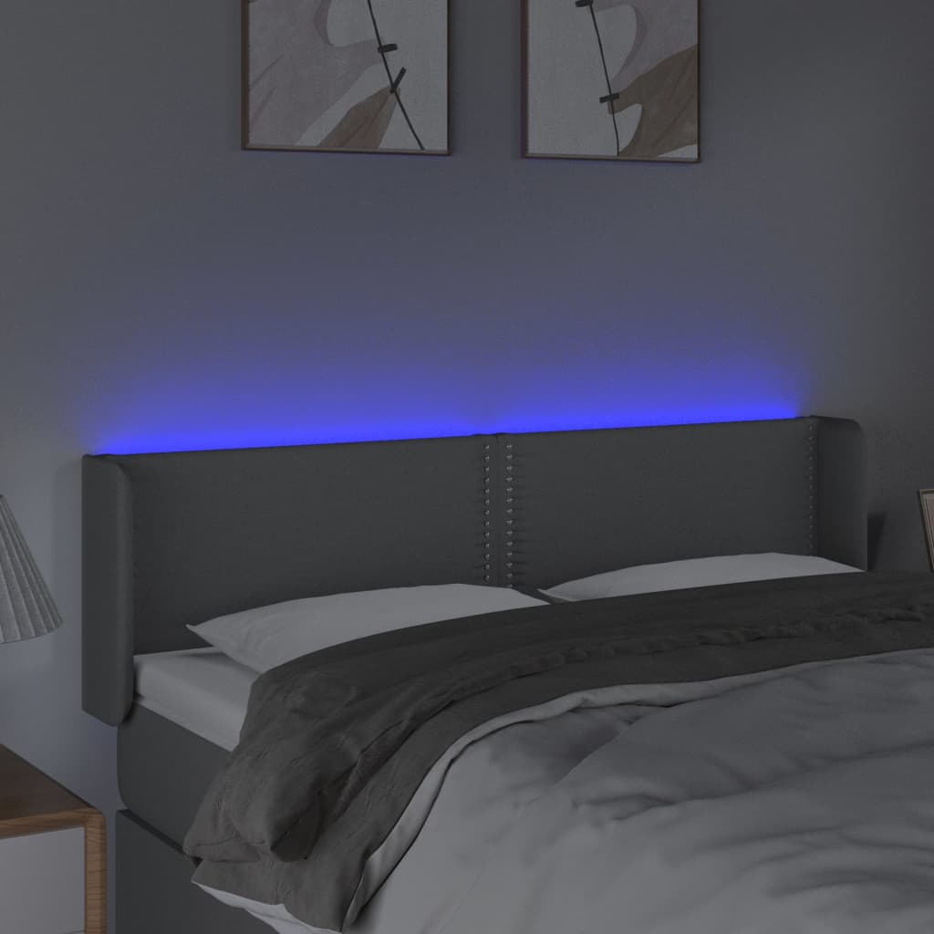 Tăblie de pat cu LED, gri deschis, 147x16x78/88 cm, textil - Lando