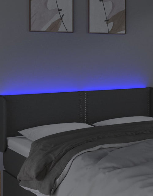 Încărcați imaginea în vizualizatorul Galerie, Tăblie de pat cu LED, gri închis, 147x16x78/88 cm, textil - Lando
