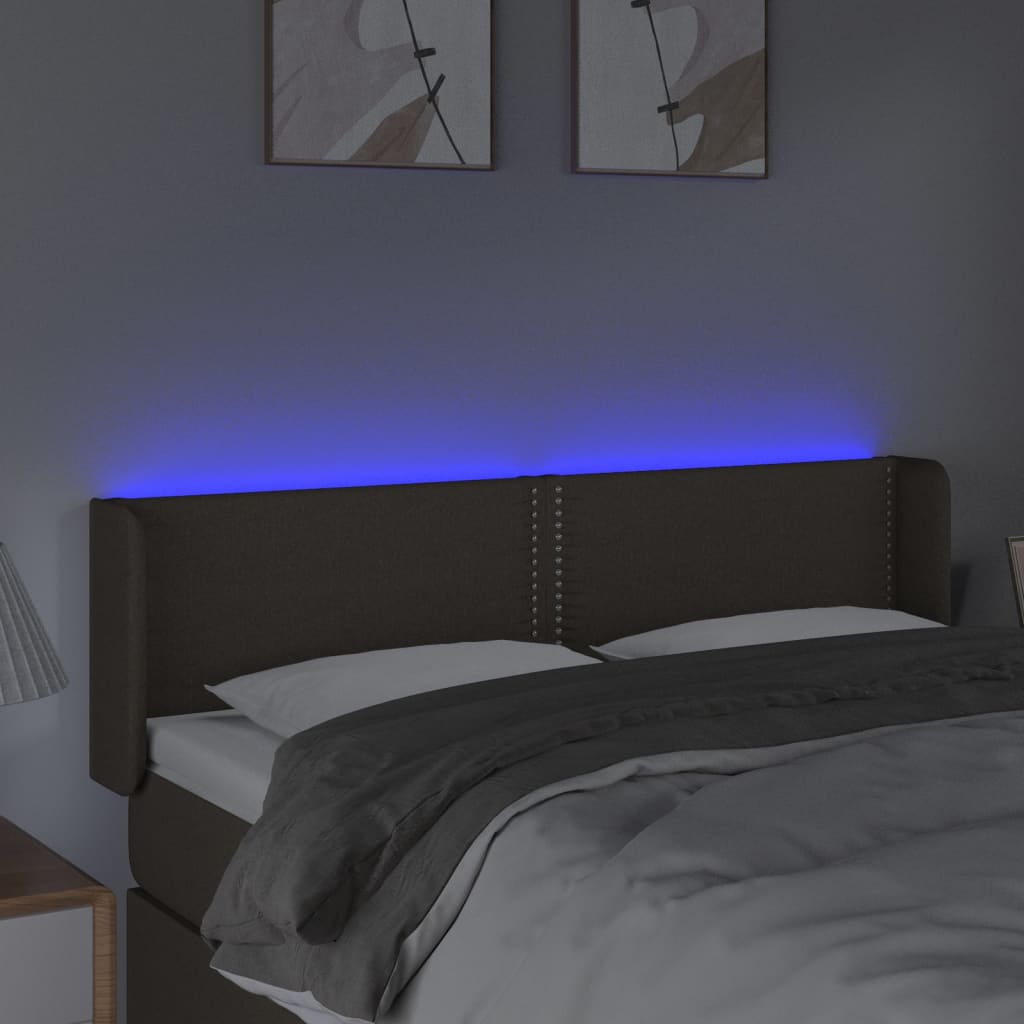 Tăblie de pat cu LED, gri taupe, 147x16x78/88 cm, textil - Lando