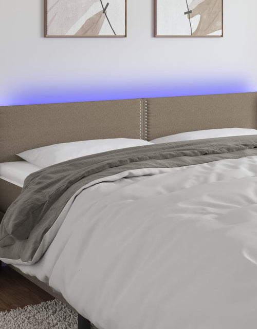 Încărcați imaginea în vizualizatorul Galerie, Tăblie de pat cu LED, gri taupe, 163x16x78/88 cm, textil - Lando
