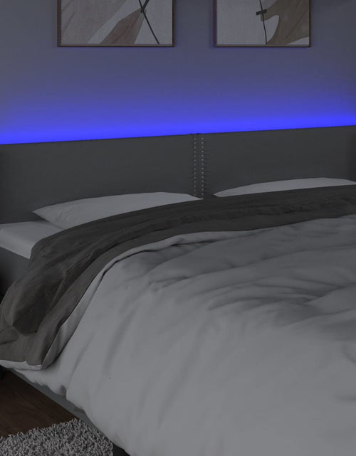 Încărcați imaginea în vizualizatorul Galerie, Tăblie de pat cu LED, gri deschis, 183x16x78/88 cm, textil - Lando
