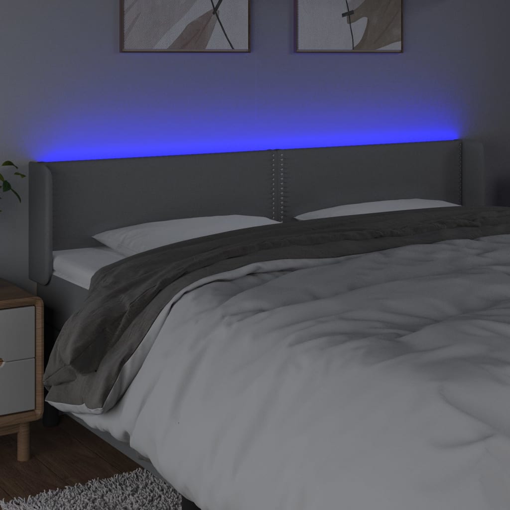 Tăblie de pat cu LED, gri deschis, 183x16x78/88 cm, textil - Lando