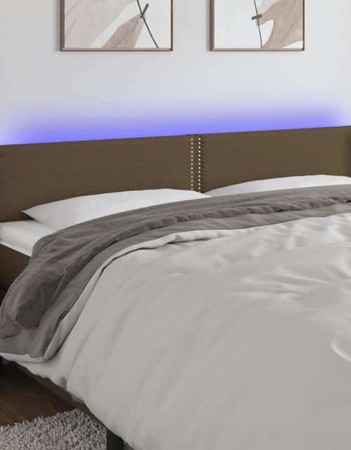 Încărcați imaginea în vizualizatorul Galerie, Tăblie de pat cu LED, maro închis, 183x16x78/88 cm, textil - Lando
