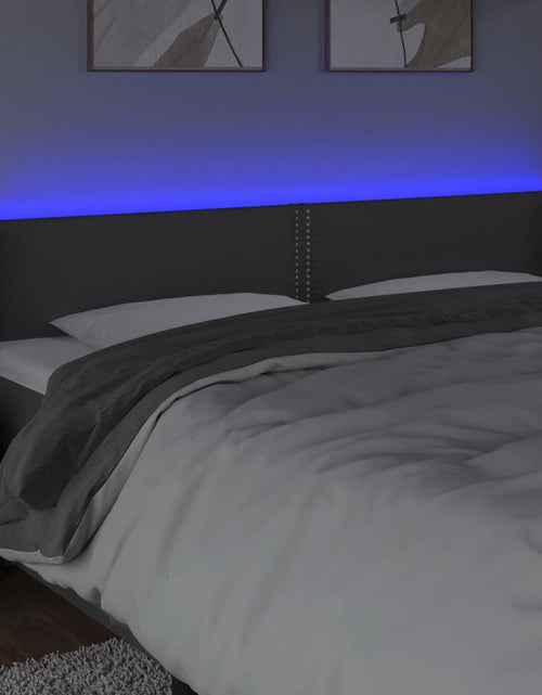 Загрузите изображение в средство просмотра галереи, Tăblie de pat cu LED, gri închis, 203x16x78/88 cm, textil - Lando
