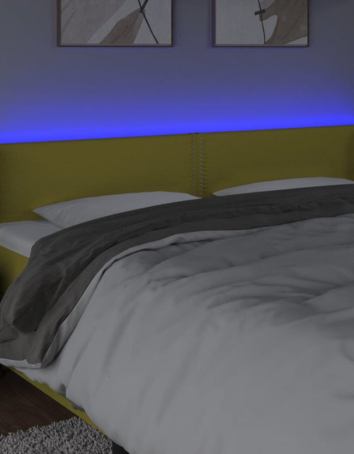 Încărcați imaginea în vizualizatorul Galerie, Tăblie de pat cu LED, verde, 203x16x78/88 cm, textil - Lando
