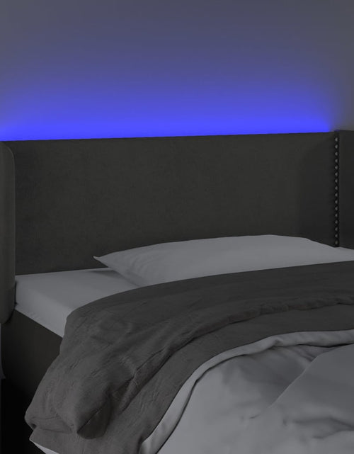 Загрузите изображение в средство просмотра галереи, Tăblie de pat cu LED, gri închis, 83x16x78/88 cm, catifea - Lando
