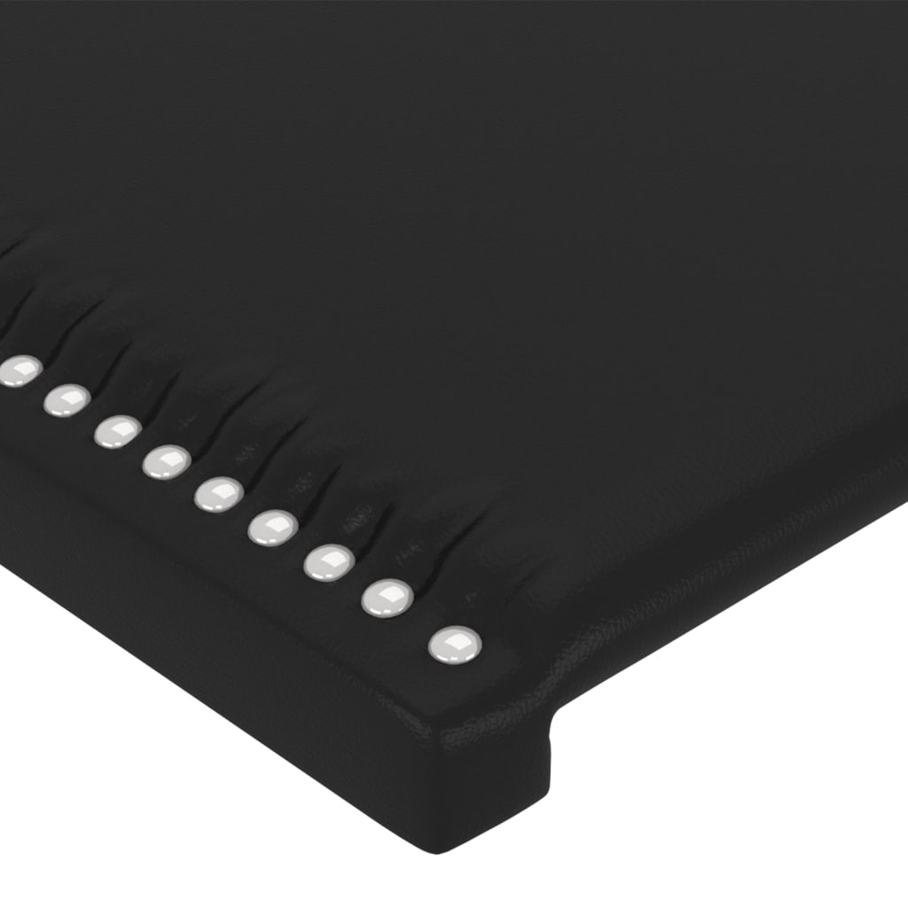 Tăblie de pat cu LED, negru, 83x16x78/88 cm, piele ecologică - Lando