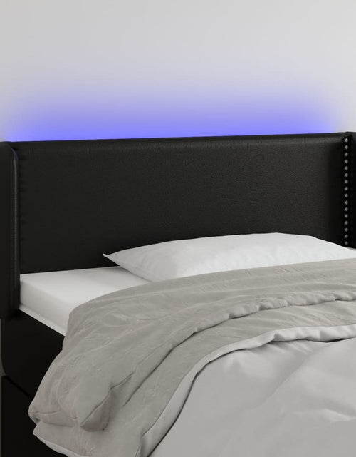 Загрузите изображение в средство просмотра галереи, Tăblie de pat cu LED, negru, 83x16x78/88 cm, piele ecologică - Lando
