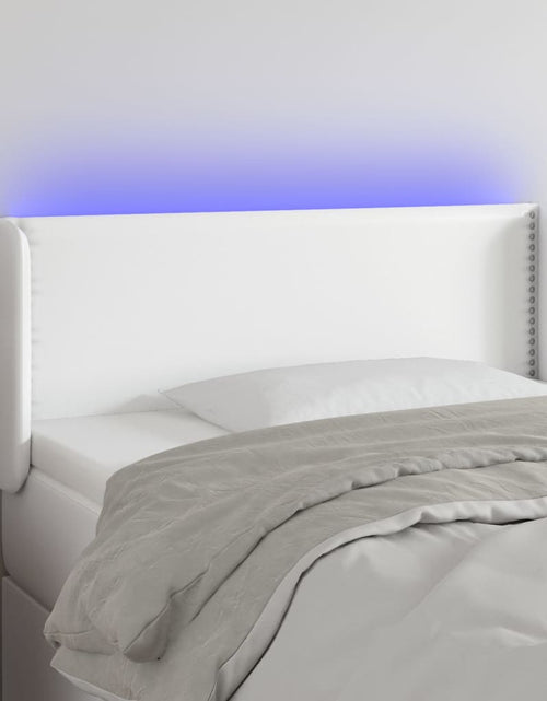 Загрузите изображение в средство просмотра галереи, Tăblie de pat cu LED, alb, 83x16x78/88 cm, piele ecologică - Lando
