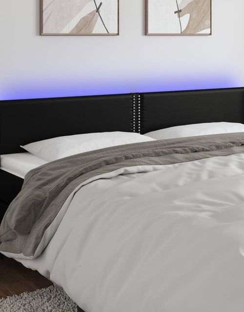 Încărcați imaginea în vizualizatorul Galerie, Tăblie de pat cu LED, negru, 163x16x78/88 cm, piele ecologică - Lando
