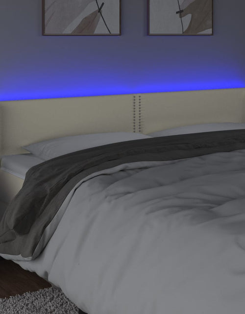 Încărcați imaginea în vizualizatorul Galerie, Tăblie de pat cu LED, crem, 163x16x78/88 cm, piele ecologică - Lando
