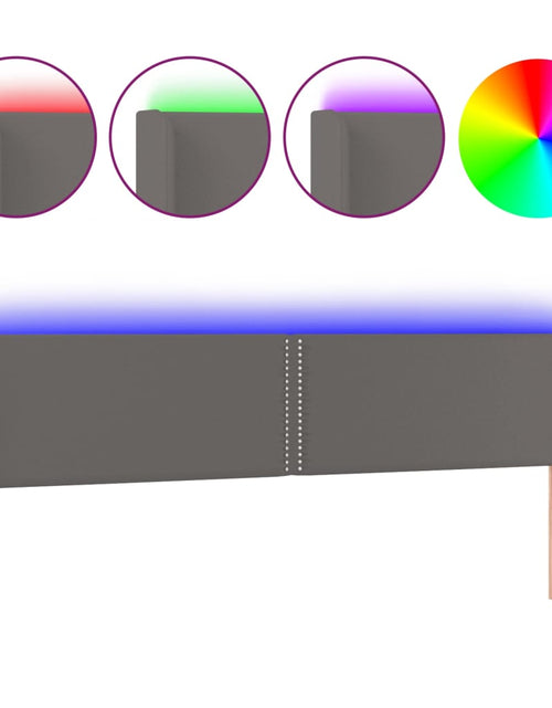 Încărcați imaginea în vizualizatorul Galerie, Tăblie de pat cu LED, gri, 163x16x78/88 cm, piele ecologică - Lando
