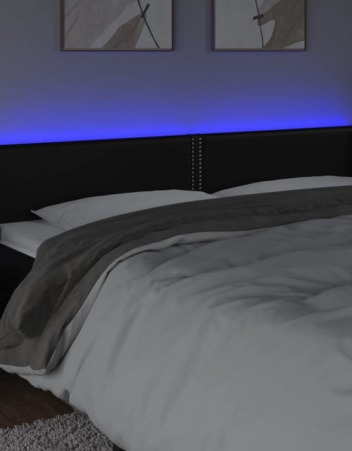 Загрузите изображение в средство просмотра галереи, Tăblie de pat cu LED, negru, 203x16x78/88 cm, piele ecologică - Lando
