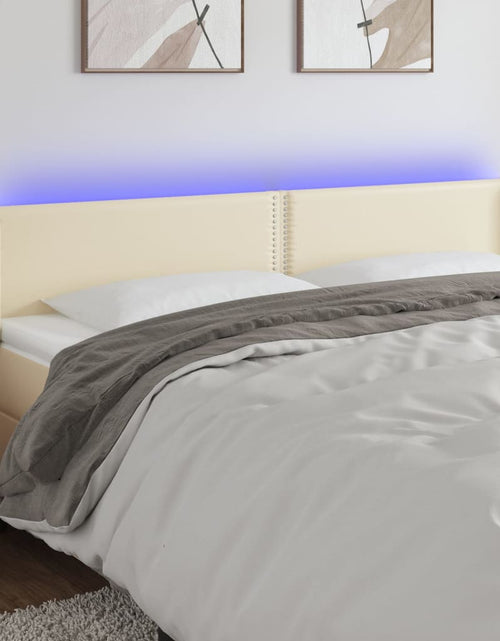 Încărcați imaginea în vizualizatorul Galerie, Tăblie de pat cu LED, crem, 203x16x78/88 cm, piele ecologică - Lando
