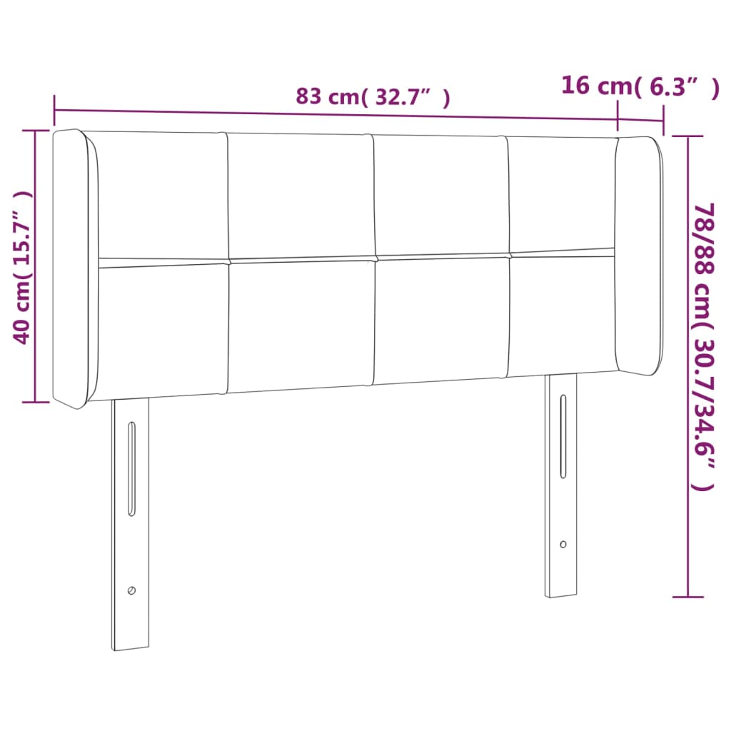 Tăblie de pat cu LED, gri deschis, 83x16x78/88 cm, textil - Lando