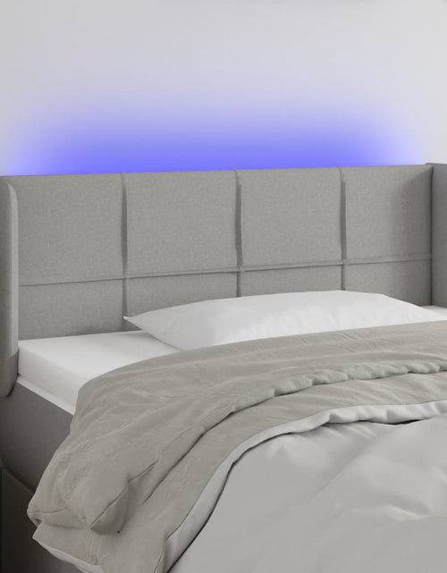 Încărcați imaginea în vizualizatorul Galerie, Tăblie de pat cu LED, gri deschis, 83x16x78/88 cm, textil - Lando
