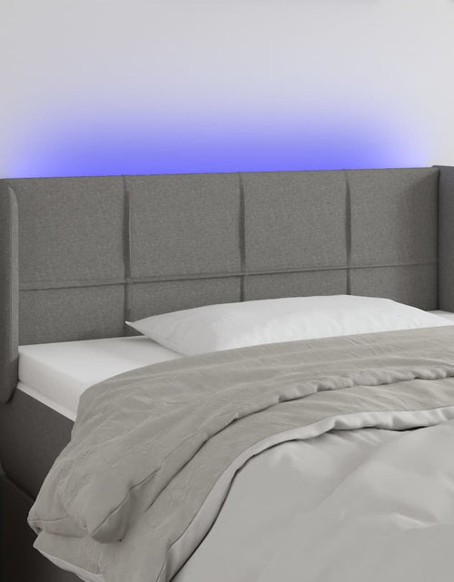 Загрузите изображение в средство просмотра галереи, Tăblie de pat cu LED, gri închis, 83x16x78/88 cm, textil - Lando
