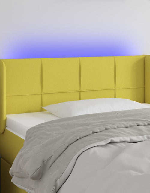Încărcați imaginea în vizualizatorul Galerie, Tăblie de pat cu LED, verde, 103x16x78/88 cm, textil - Lando
