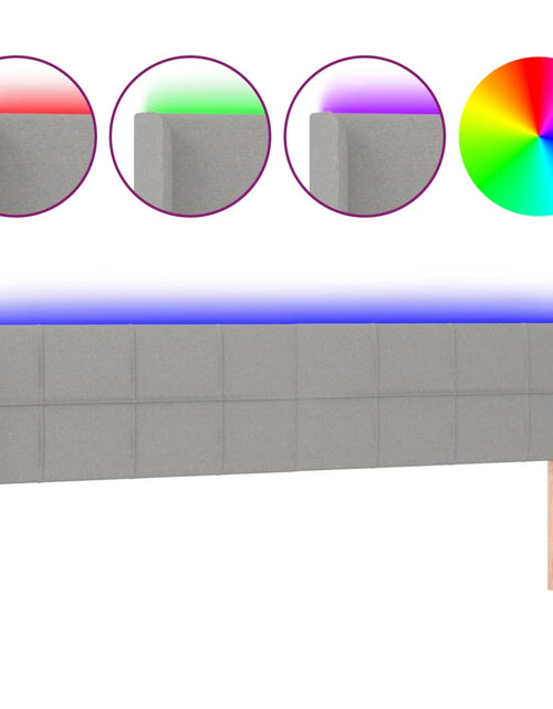 Загрузите изображение в средство просмотра галереи, Tăblie de pat cu LED, gri deschis, 163x16x78/88 cm, textil - Lando
