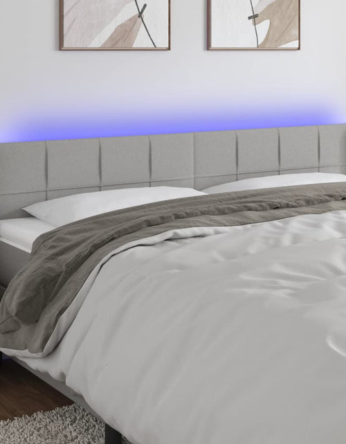 Încărcați imaginea în vizualizatorul Galerie, Tăblie de pat cu LED, gri deschis, 163x16x78/88 cm, textil - Lando
