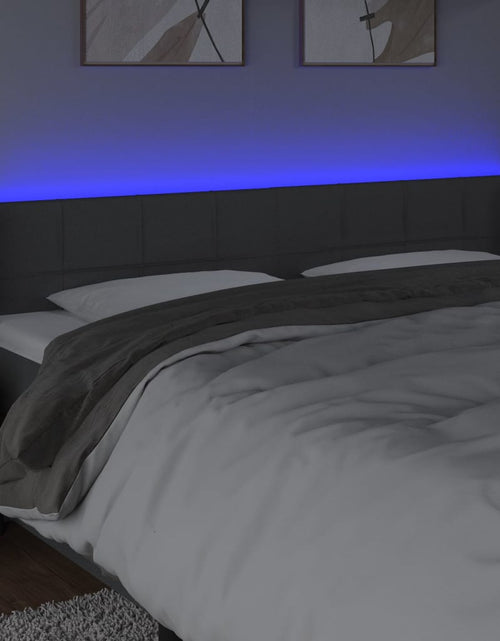 Încărcați imaginea în vizualizatorul Galerie, Tăblie de pat cu LED, gri închis, 163x16x78/88 cm, textil - Lando
