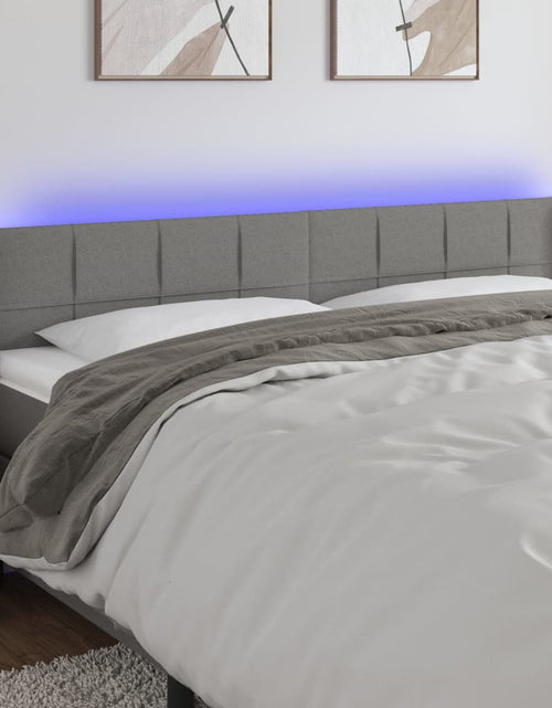 Încărcați imaginea în vizualizatorul Galerie, Tăblie de pat cu LED, gri închis, 163x16x78/88 cm, textil - Lando
