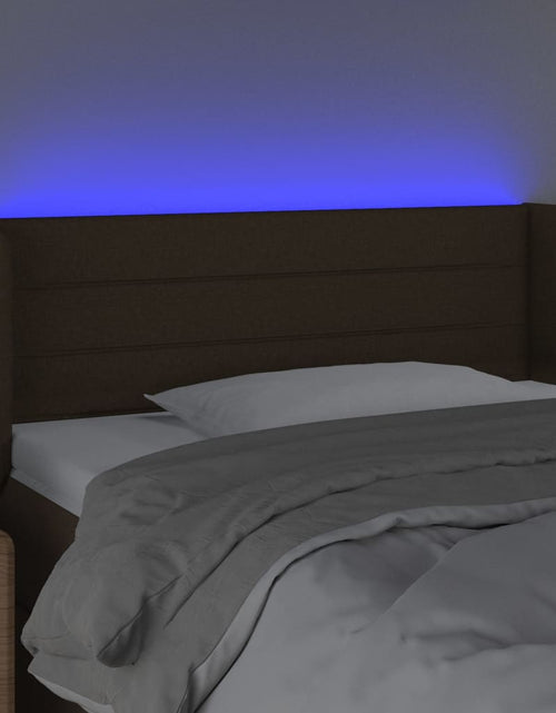 Загрузите изображение в средство просмотра галереи, Tăblie de pat cu LED, maro închis, 93x16x78/88 cm, textil - Lando
