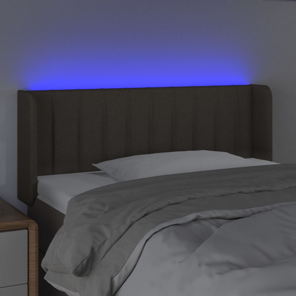 Tăblie de pat cu LED, gri taupe, 83x16x78/88 cm, textil - Lando