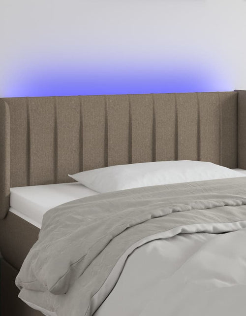 Încărcați imaginea în vizualizatorul Galerie, Tăblie de pat cu LED, gri taupe, 83x16x78/88 cm, textil - Lando
