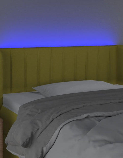 Încărcați imaginea în vizualizatorul Galerie, Tăblie de pat cu LED, verde, 93x16x78/88 cm, textil - Lando
