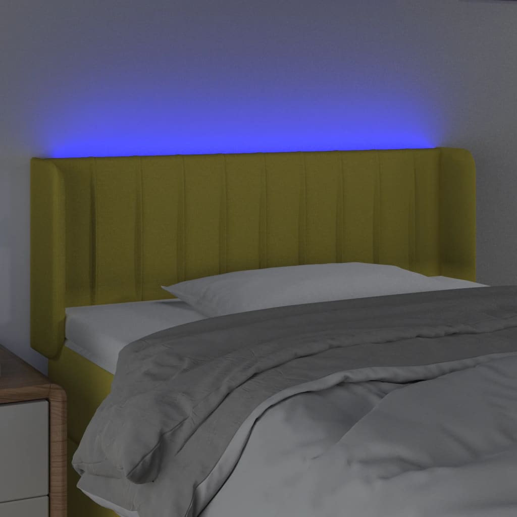 Tăblie de pat cu LED, verde, 93x16x78/88 cm, textil - Lando