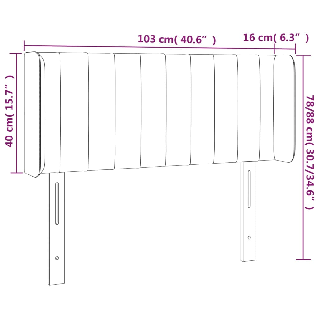 Tăblie de pat cu LED, gri închis, 103x16x78/88 cm, textil - Lando