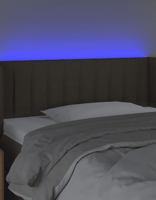 Încărcați imaginea în vizualizatorul Galerie, Tăblie de pat cu LED, gri taupe, 103x16x78/88 cm, textil - Lando
