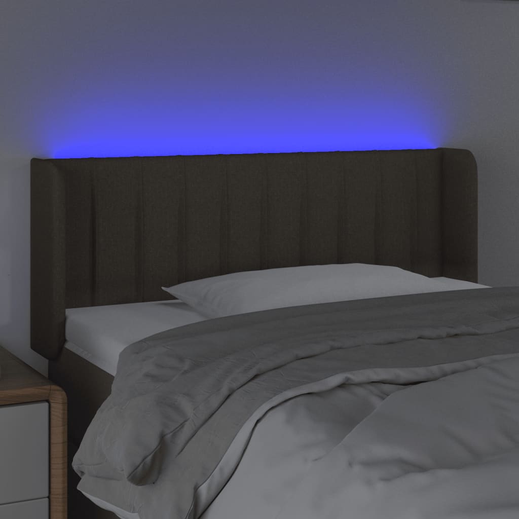 Tăblie de pat cu LED, gri taupe, 103x16x78/88 cm, textil - Lando