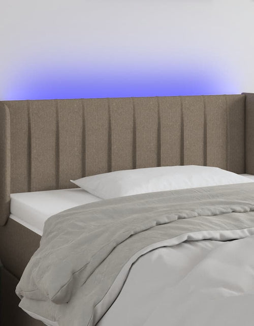 Încărcați imaginea în vizualizatorul Galerie, Tăblie de pat cu LED, gri taupe, 103x16x78/88 cm, textil - Lando
