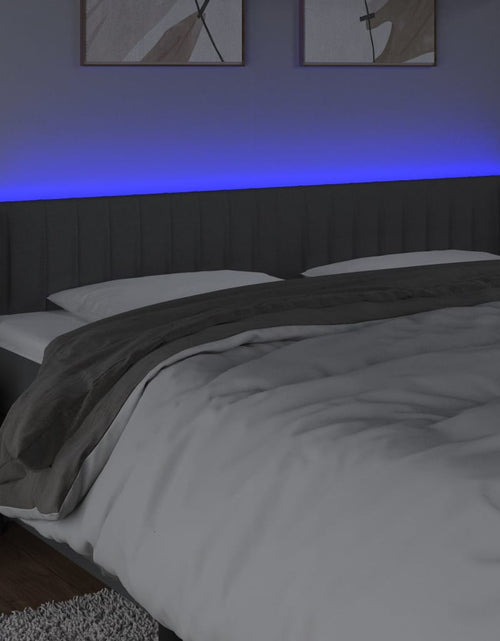 Încărcați imaginea în vizualizatorul Galerie, Tăblie de pat cu LED, gri închis, 203x16x78/88 cm, textil - Lando
