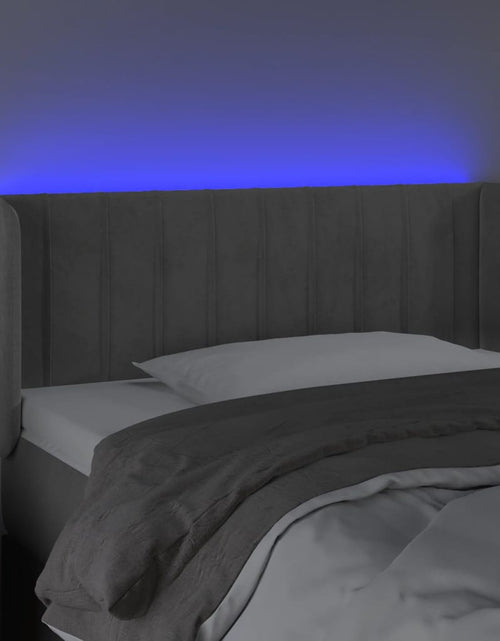 Încărcați imaginea în vizualizatorul Galerie, Tăblie de pat cu LED, gri deschis, 103x16x78/88 cm, catifea - Lando
