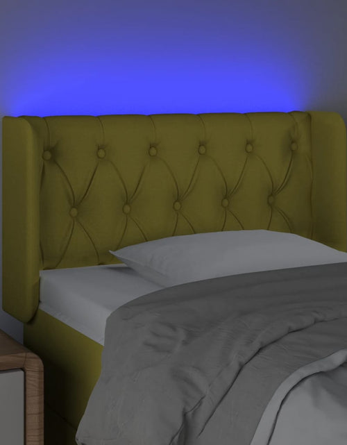 Загрузите изображение в средство просмотра галереи, Tăblie de pat cu LED, verde, 83x16x78/88 cm, textil - Lando
