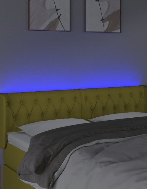 Încărcați imaginea în vizualizatorul Galerie, Tăblie de pat cu LED, verde, 147x16x78/88 cm, textil - Lando
