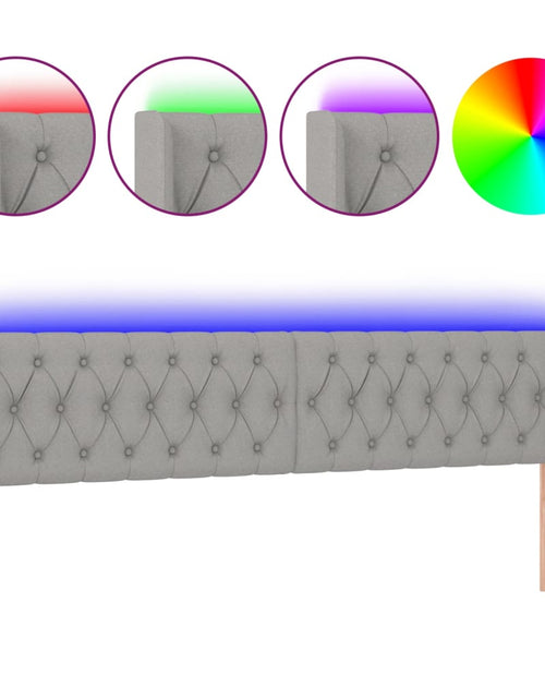 Загрузите изображение в средство просмотра галереи, Tăblie de pat cu LED, gri deschis, 203x16x78/88 cm, textil - Lando
