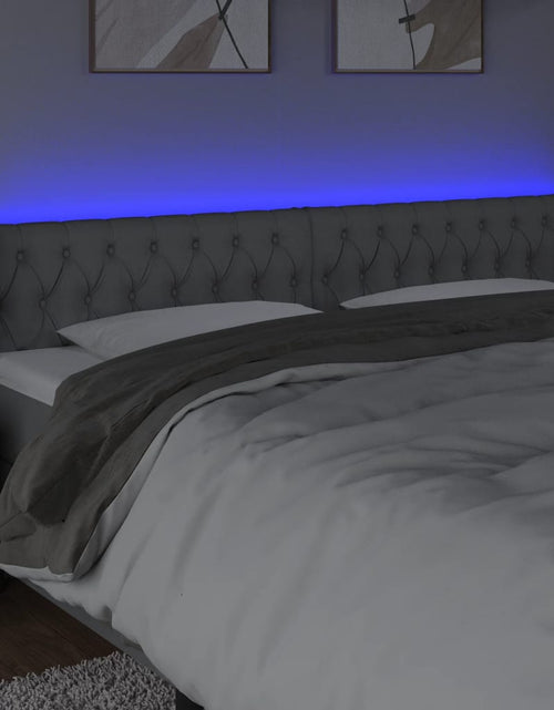 Încărcați imaginea în vizualizatorul Galerie, Tăblie de pat cu LED, gri deschis, 203x16x78/88 cm, textil - Lando
