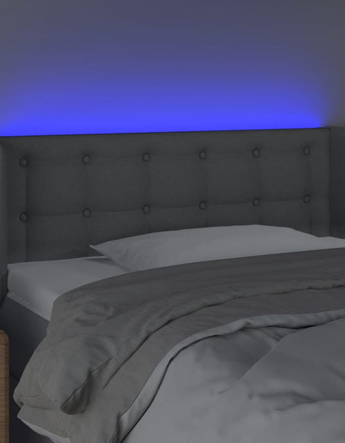 Загрузите изображение в средство просмотра галереи, Tăblie de pat cu LED, gri deschis, 83x16x78/88 cm, textil - Lando
