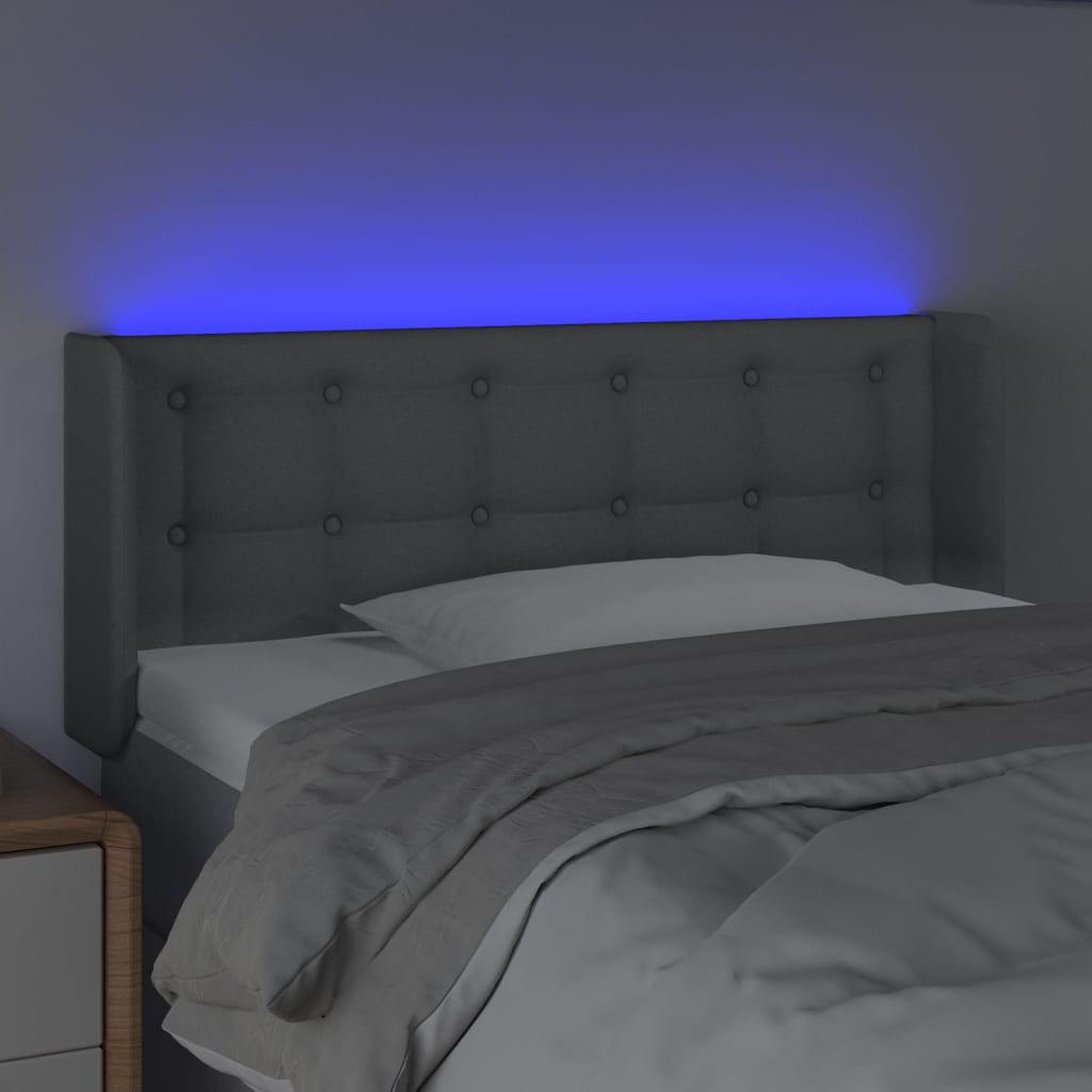 Tăblie de pat cu LED, gri deschis, 83x16x78/88 cm, textil - Lando