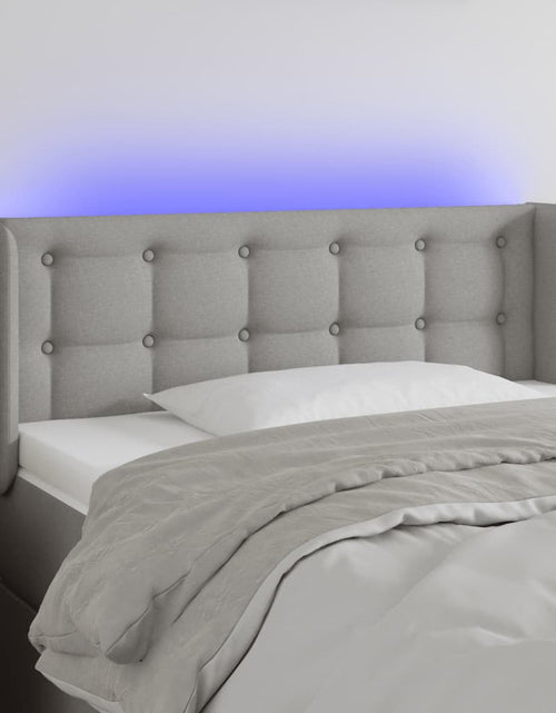 Загрузите изображение в средство просмотра галереи, Tăblie de pat cu LED, gri deschis, 83x16x78/88 cm, textil - Lando
