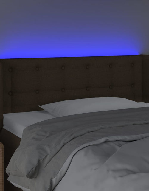 Загрузите изображение в средство просмотра галереи, Tăblie de pat cu LED, maro închis, 83x16x78/88 cm, textil - Lando
