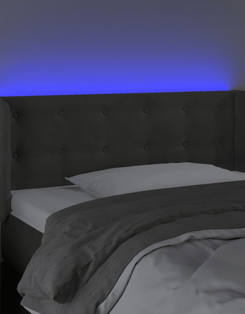 Încărcați imaginea în vizualizatorul Galerie, Tăblie de pat cu LED, gri închis, 83x16x78/88 cm, catifea - Lando
